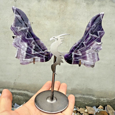 5.2'' Natural Dream Amethyst carved Flying Dragon Reiki Crystal Skull Decor 1pc