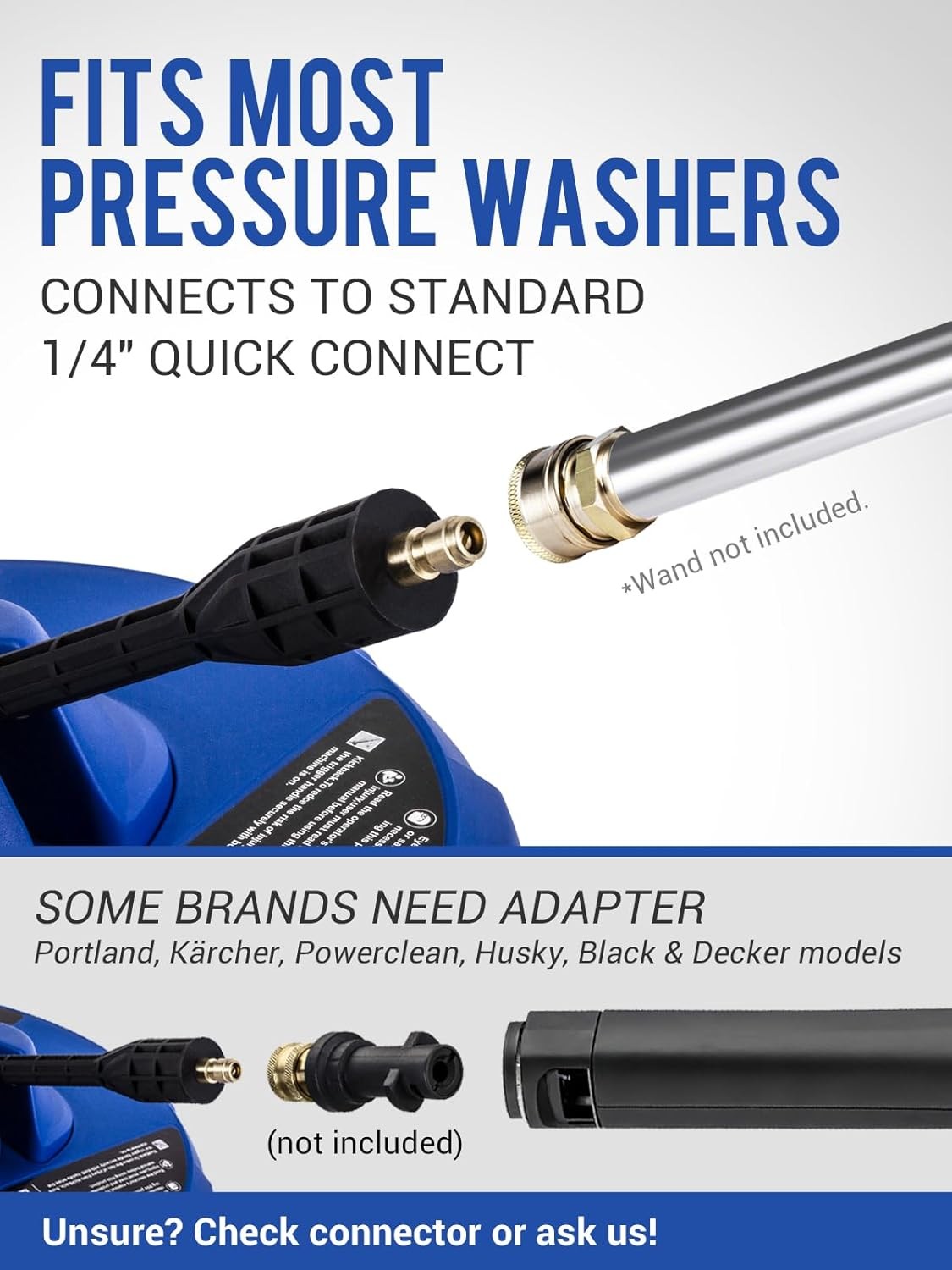 2500PSI Universal Power Washer Accessories for Sidewalk Deck Patio Cleaning,1/4"