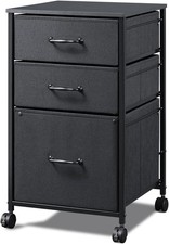 Mobile File Cabinet Rolling Printer Stand with 3 Drawers Fabric Vertical Cabinet