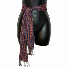 VINTAGE REBOZO TIE BELT SASH SCARF FABRIC HIPPIE ETHNIC MEXICAN BOHO WESTERN 59”