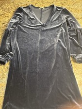 Madewell Velvet Balloon Sleeve Dress Women’s XS Indigo Blue V-Neck Shift Soft