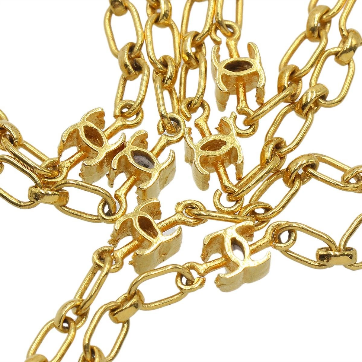 Collana lunga Chanel placcata oro catena pendenti accessori donna autentica