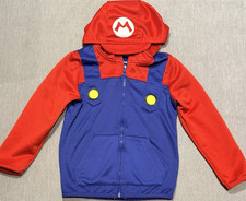 Jumping Beans Super Mario Boys Red Blue Fleece Full Zip Hoodie Pockets 6