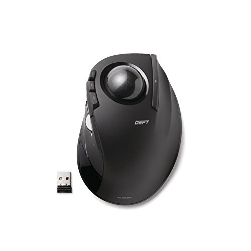 ELECOM Wireless Track Ball Mouse w/receiver 8 Button Tilt Function Black - Picture 1 of 8