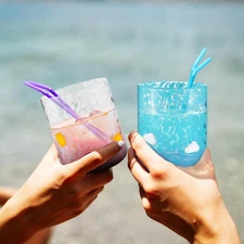 2 Pcs Icon Juice Glass Rocks Glasses 14 Oz Sun Cloud Wine Set Double Old Couple