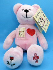 I LOVE YOU BEAR 2001 Timeless Toys Bean Bag type Pink w Official 34 cent stamp