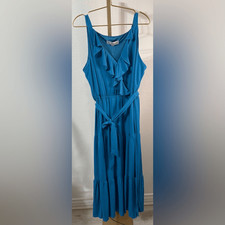 Emma & Michele- Chic Blue Ruffle Maxi Dress- Size 1X