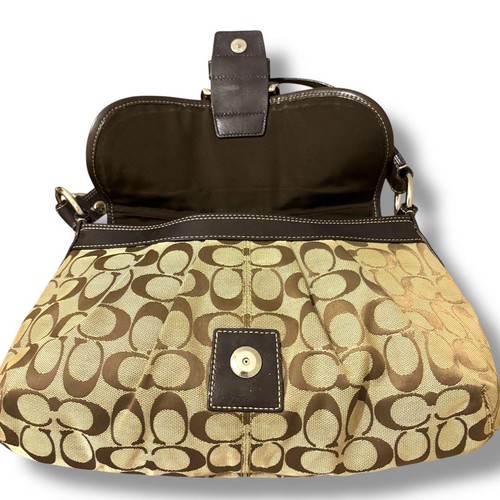Coach One Shoulder Bag Soho Signature Canvas Leather Brown Used Gently Auth JPN. - Picture 20 of 24