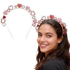 Valentines Heart Headbands for Women Romantic Love Heart Valentines Hairband-9
