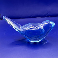 Vintage Baccarat Crystal Light Blue Titi Bird Figurine Paperweight France Signed
