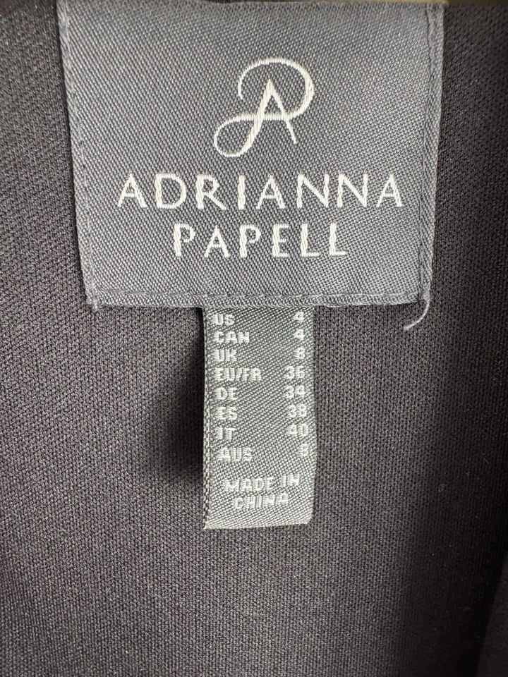 Adrianna Papell Women's Surplice-Wrap Zip Jumpsuit Black Wide Leg Preppy Sz: 4/S - Image 4 of 4