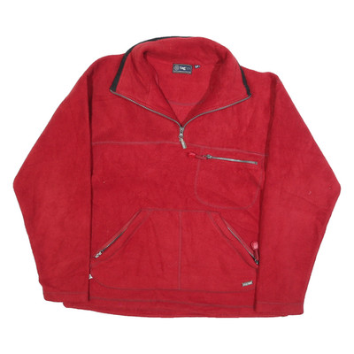 TAG TEK Herren Rot Einfarbig Pullover Rundhals Basic Strick S mit Reißverschluss