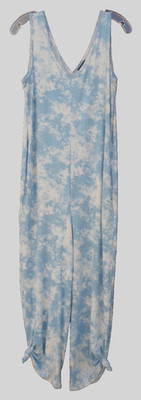 Hippie Maternity Harem Boho $188 TACERA Blue White Tie Dye Oversized Jumpsuit S