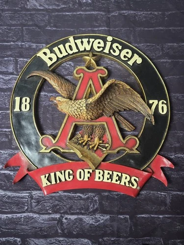 Vintage Budweiser King of Beers Eagle Wall Sign 3D Bar Man Cave Anheuser Busch