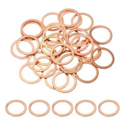 M22 Copper Washer Sealing Ring, 30 Pieces 22mm ID 28mm OD 1.5mm Thickness Metric