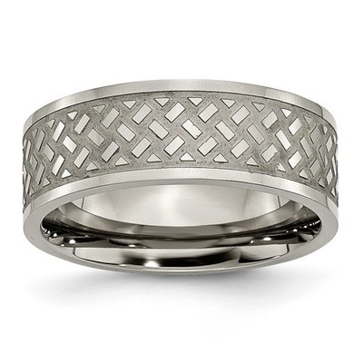 Herren 8 mm poliertes Titan Webdesign Ehering Ring