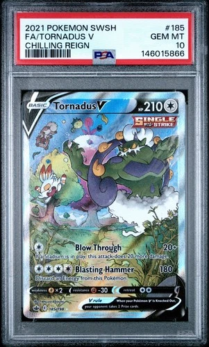 2021 Pokemon SWSH Chilling Reign Tornadus V Alt Alternate Art 185/198 PSA 10