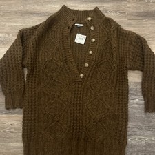 American Eagle Chunky Oversized Cable Knit Sweater Dress Brown Size medium NWT