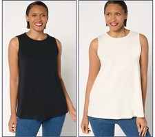 Denim  Co. Essentials Favorite Jersey 2-Pack Swing Tank Tops Black/Natural L Us