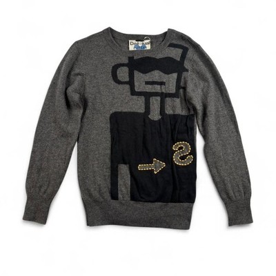 Desigual Boys 9/10 Gray Graphic Sweater Abstract Design Knit Pullover
