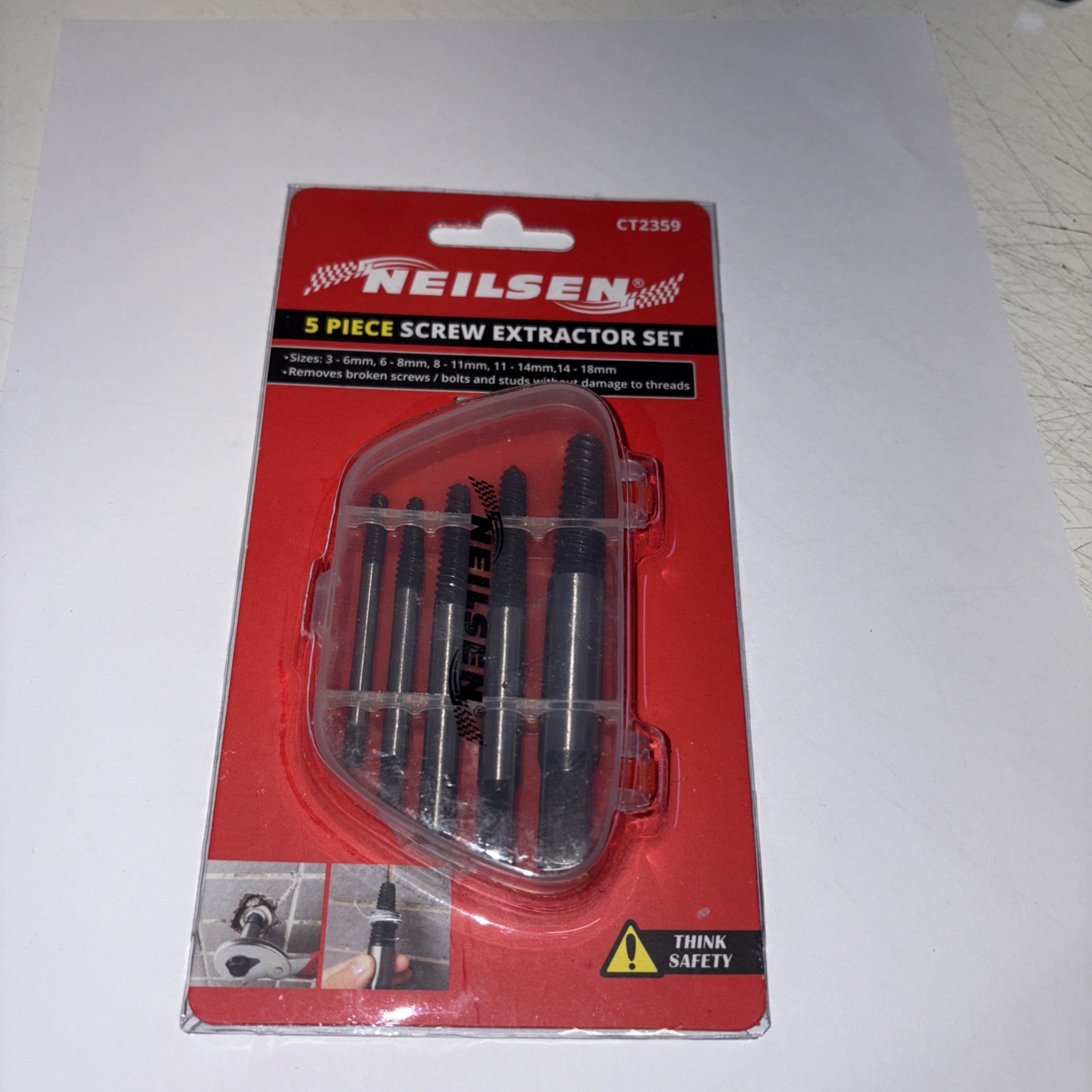 5 Piece Screw Extractor Set Bolt Stud Extractor Broken Damaged Screw Remover