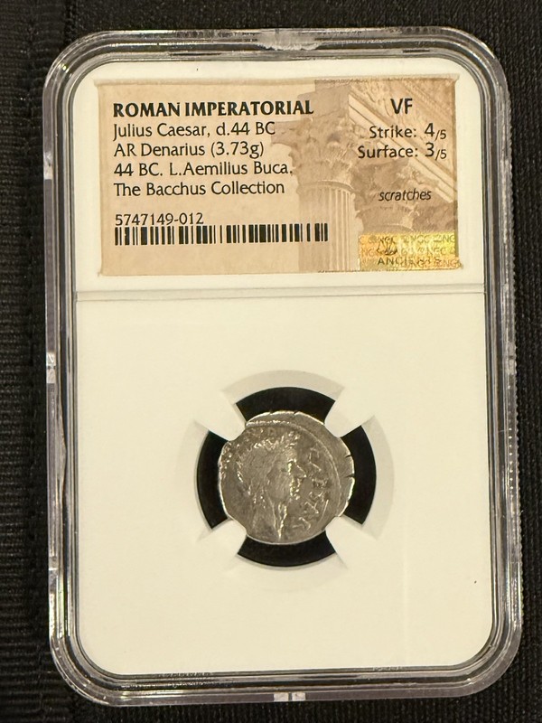 Roman Imperatorial, Julius Ceasar, 44BC, VF, 4/5, 3/5