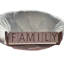 Rustic Reversible Wooden Block Sign – “Family” / “Blessed” Shelf Sitter Decor