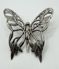John Hardy Signed Ladies Women's Butterfly Brooch Scarf Clip Rhodium Plated