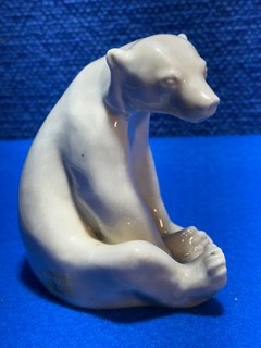 Rookwood Pottery 6485 Abel Bear Louise Abel Polar Glaze Seated Bear