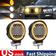 Pair 5round Led Work Lights Bar Spot Flood For Offroad Driving Fog Lamp Amber
