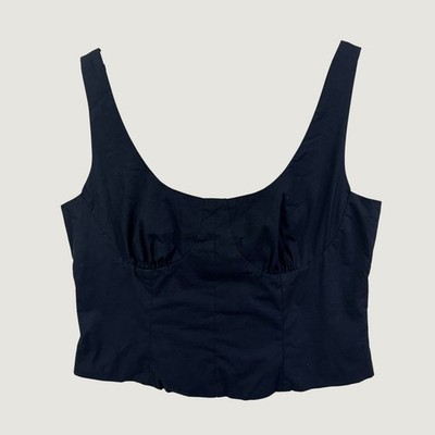 Peppermayo Coastline Bustier Top Size 12 Black Corset Style Cropped Tank NWT