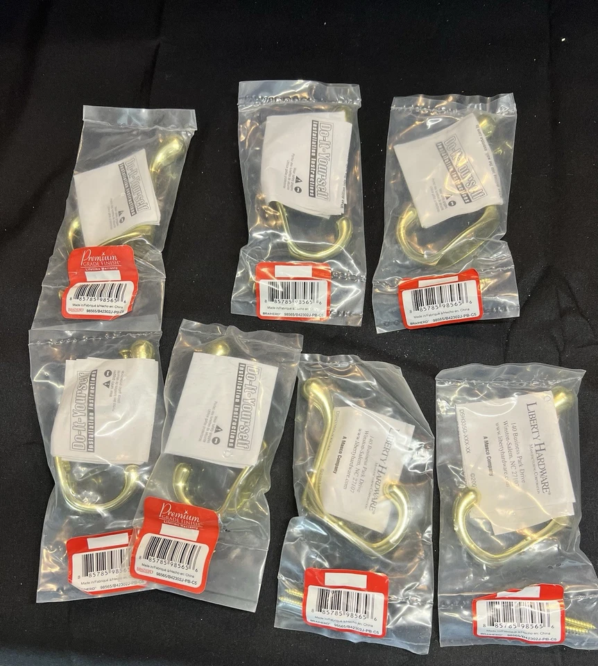 Lote de 8 ganchos de pared Liberty Hardware latón pulido B42302J -B59303G Foto 3 de 3