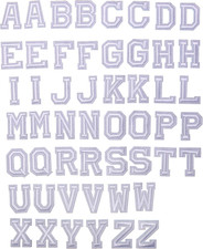 52Pcs White Alphabet a to Z Patches, Iron on Sew on Letters for Clothing, Hats,