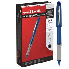  Uniball Roller Grip Pens, 12 Count - Extra Large Grip, Blue  Office Product