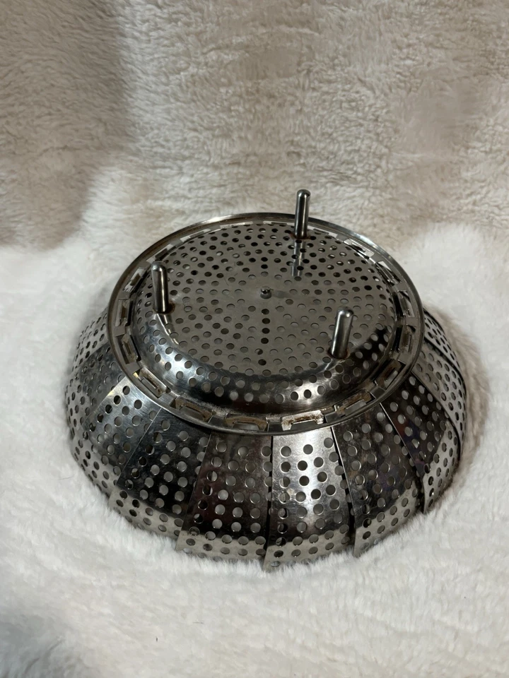 Cesta de vapor plegable Ekco vintage, acero inoxidable con patas Foto 3 de 4