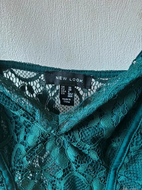 New Look emerald dark green lace mesh bodysuit 10 image 3