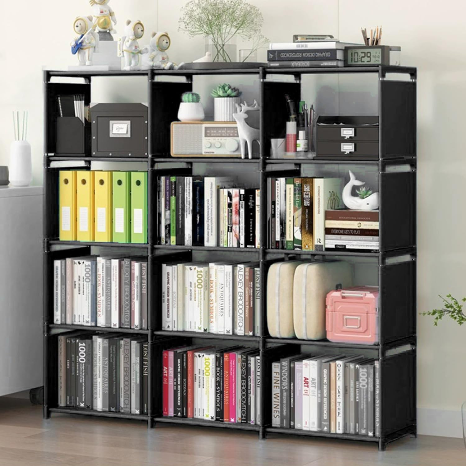 12 Cube Storage Organizer Book Shelves, DIY Open Stackable Bookshelf, Extra Larg