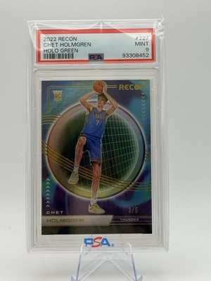 2022 PANINI RECON HOLO GREEN #227 CHET HOLMGREN /5 PSA 9