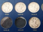Lot 21 Different Walking Liberty 90% silver Half Dollars 1918-1940 with Album