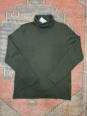 Todd Snyder Mens Ribbed Knit Turtleneck Sweater Size L Olive Green Merino Wool