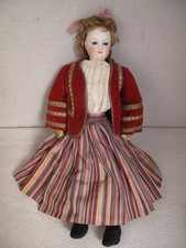 Antique 17 " French Fashion Doll Barrois Swivel Neck, Leather Body c. 1860's