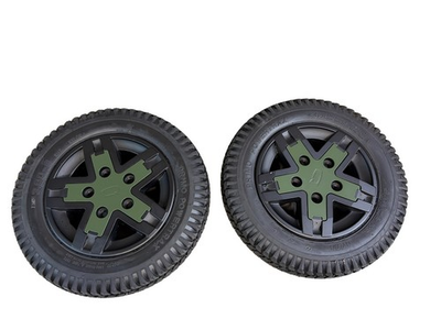 #ad Quantum Edge 3 Power Wheelchair Flat Free Drive Wheels Tires Green Inserts PAIR $100.00