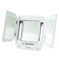 Jerdon JGL10W Lighted Makeup Mirror with 5x Magnification, White Finish, 11" x