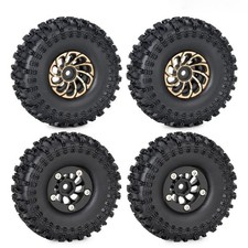 4Pcs 1.0" Brass Beadlock Wheel Rim Tire Set For 1/18 TRX4M 1/24 SCX24 RC Crawler