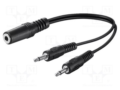 Kabel Jack 3,5mm 2pin Stecker x2,Jack 3,5mm Buchse 3pin 0,2m