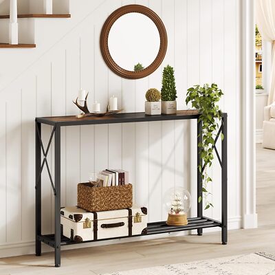 Console Table,2-Tier Industrial Entryway Table,41.8 L Narrow Entrance Sofa Table