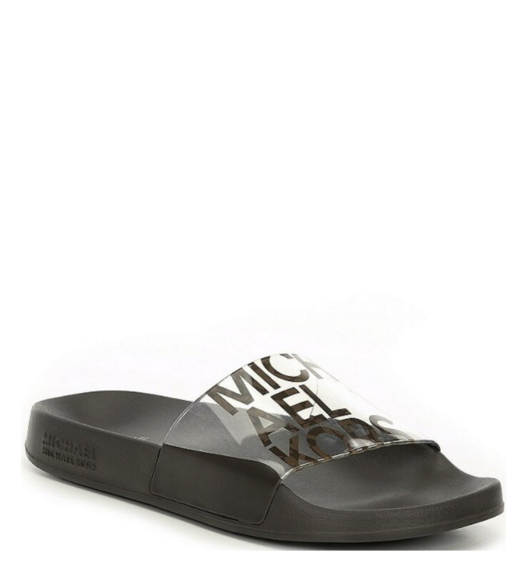 Женские босоножки-слипоны MK Michael Kors Gilmore Slide КоричневыеПрозрачный ПВХ 6490₽