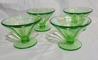 Vintage Federal Glass Uranium Optic Panel Footed Sherbet/ Dessert Bowls