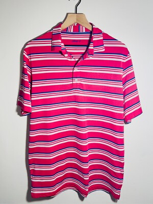 JOHNNIE-O Performance Jersey Stretch Golf Polo Shirt [White/Pink] [XL] MSRP $98