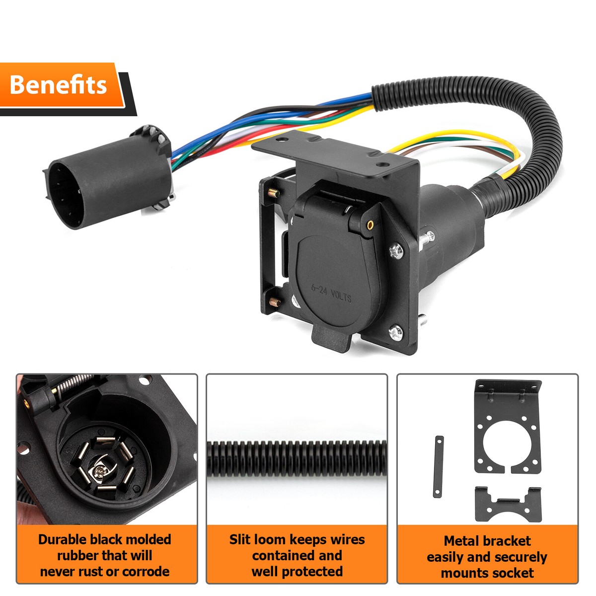 【ADRER】7way cote 7 Way Trailer 4 Pin Flat Connector Plug For Nissan Frontier